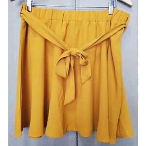 Sason Yellow Pull-On Knee Length Skirt with Tie Size US 14